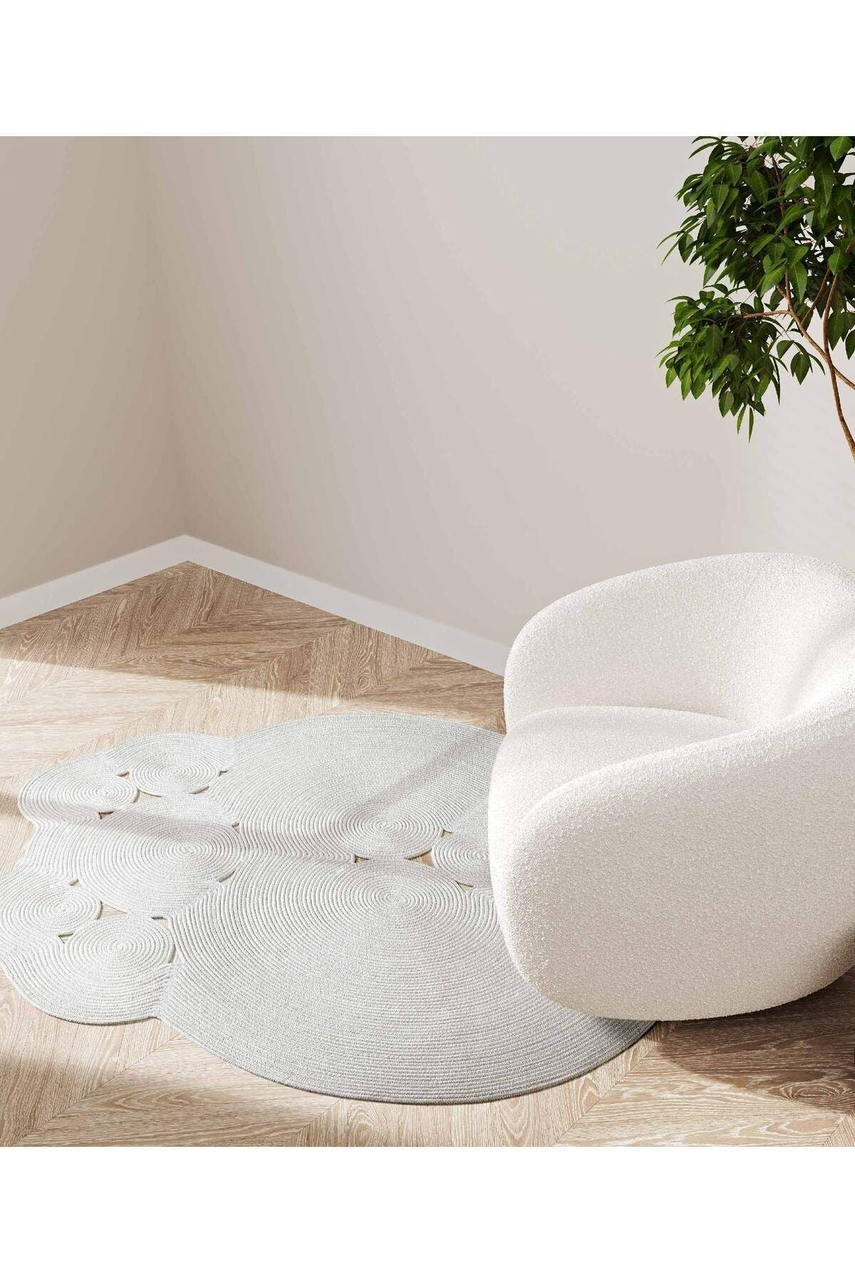 Boulder Hand Knitted Rug in White