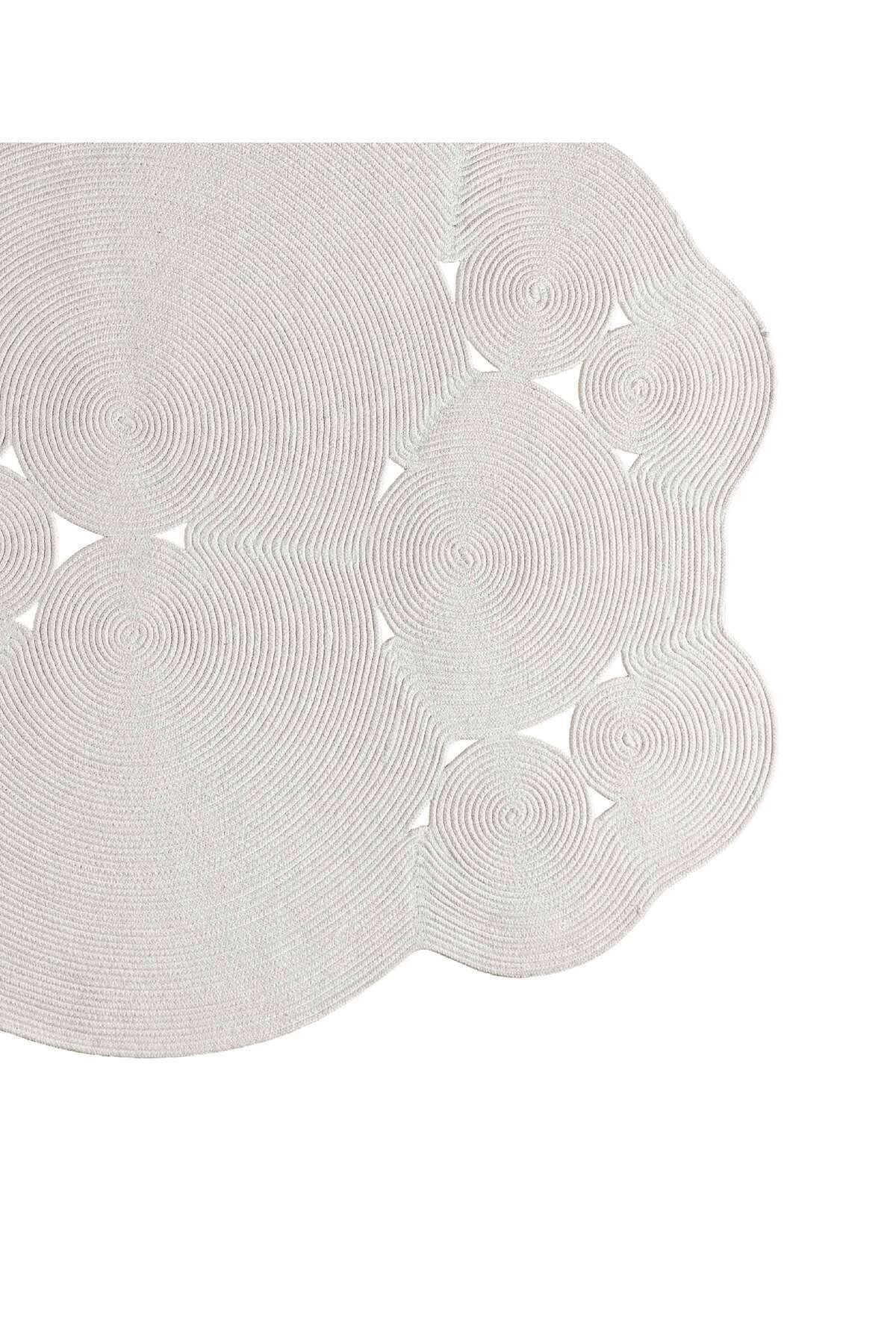 Boulder Hand Knitted Rug in White