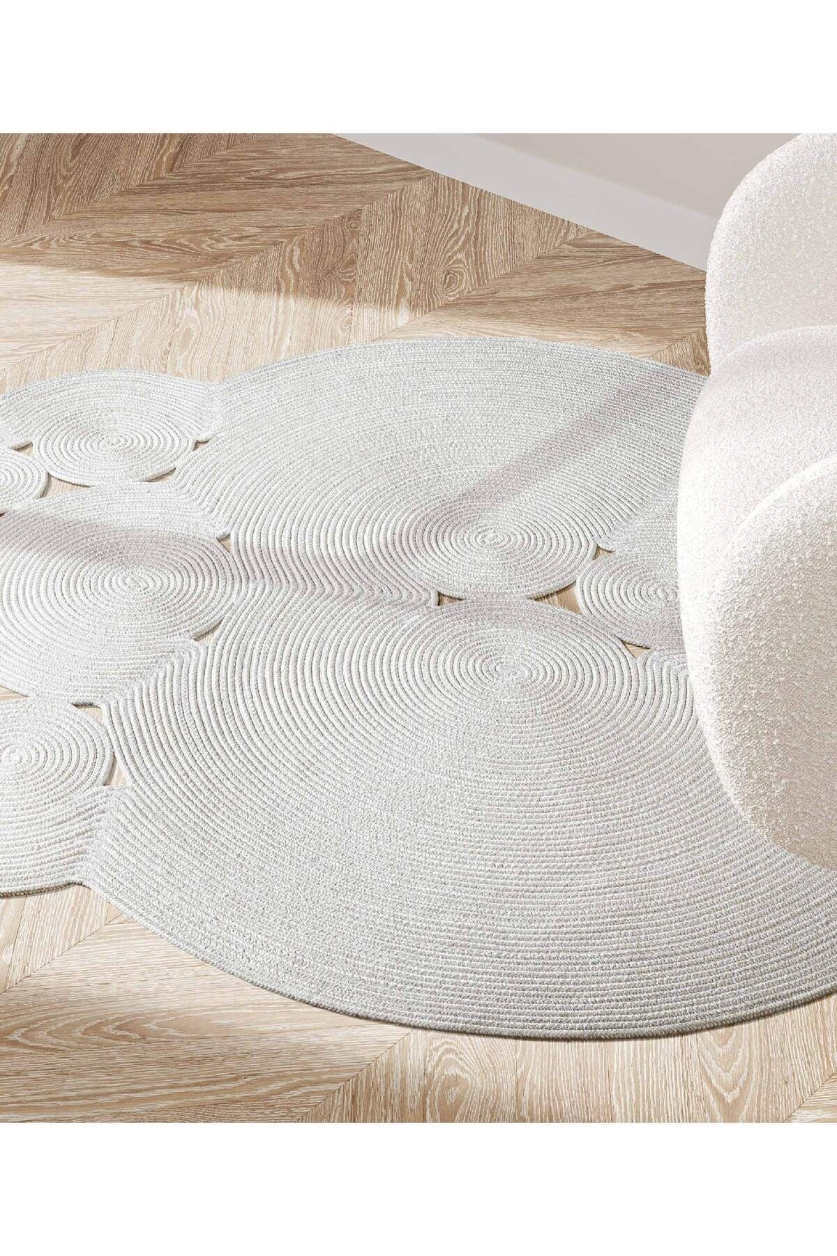 Boulder Hand Knitted Rug in White