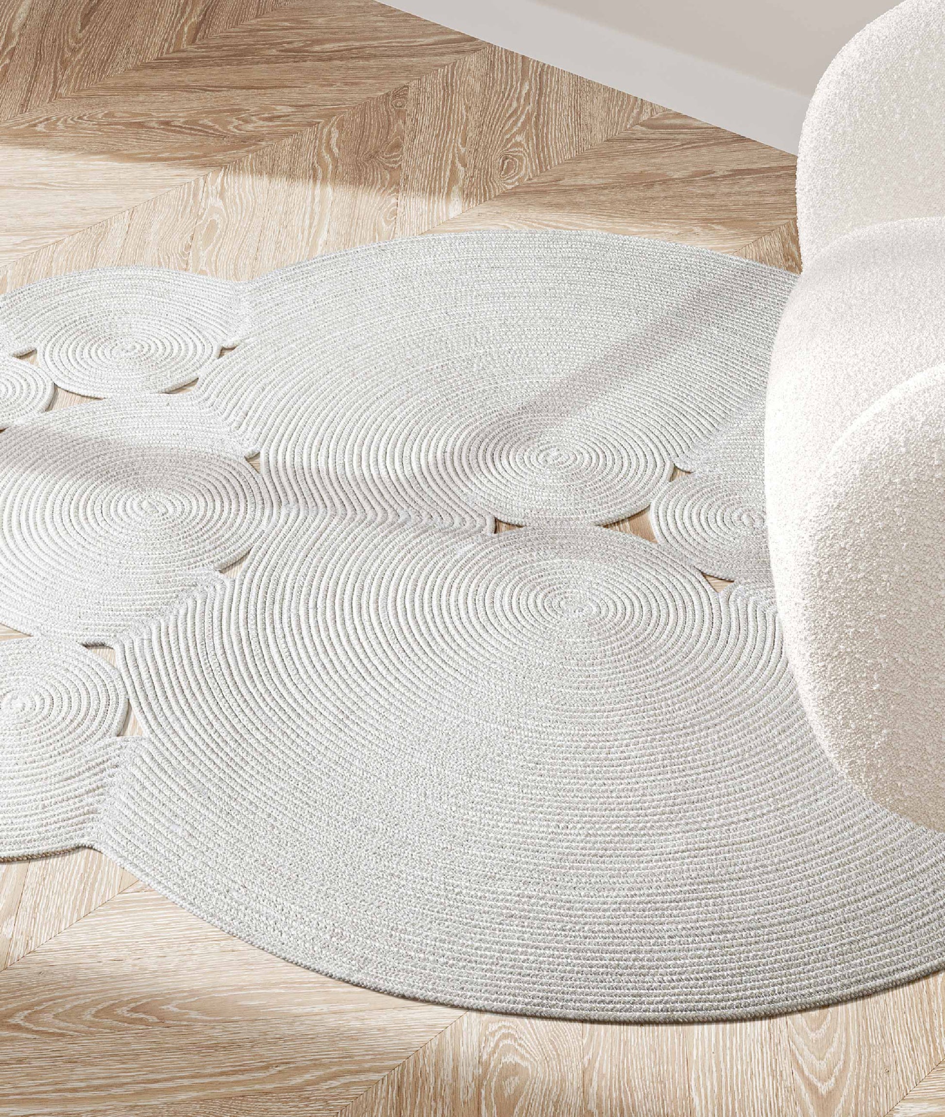 Boulder Hand Knitted Rug in White