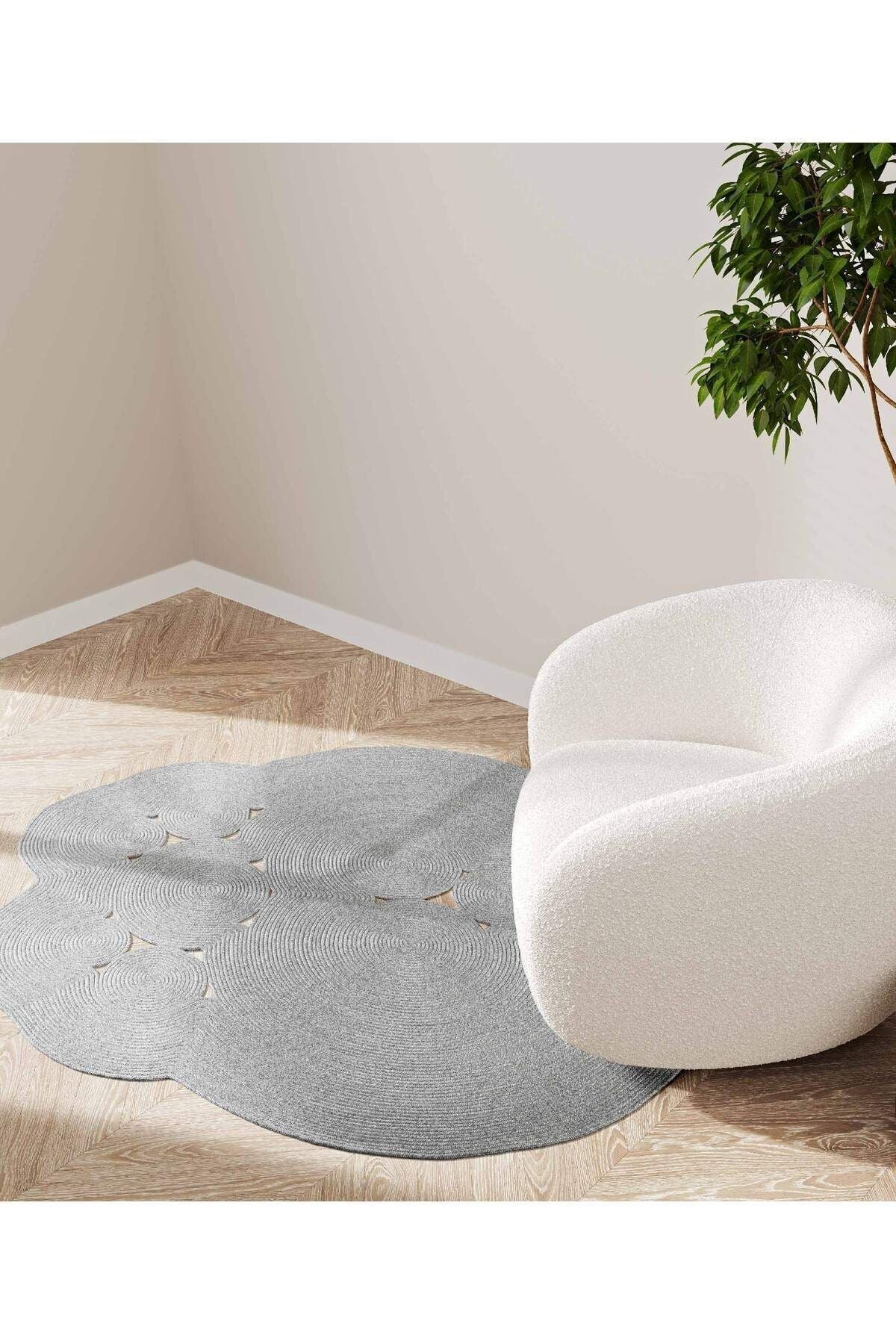 Boulder Hand Knitted Rug in Grey
