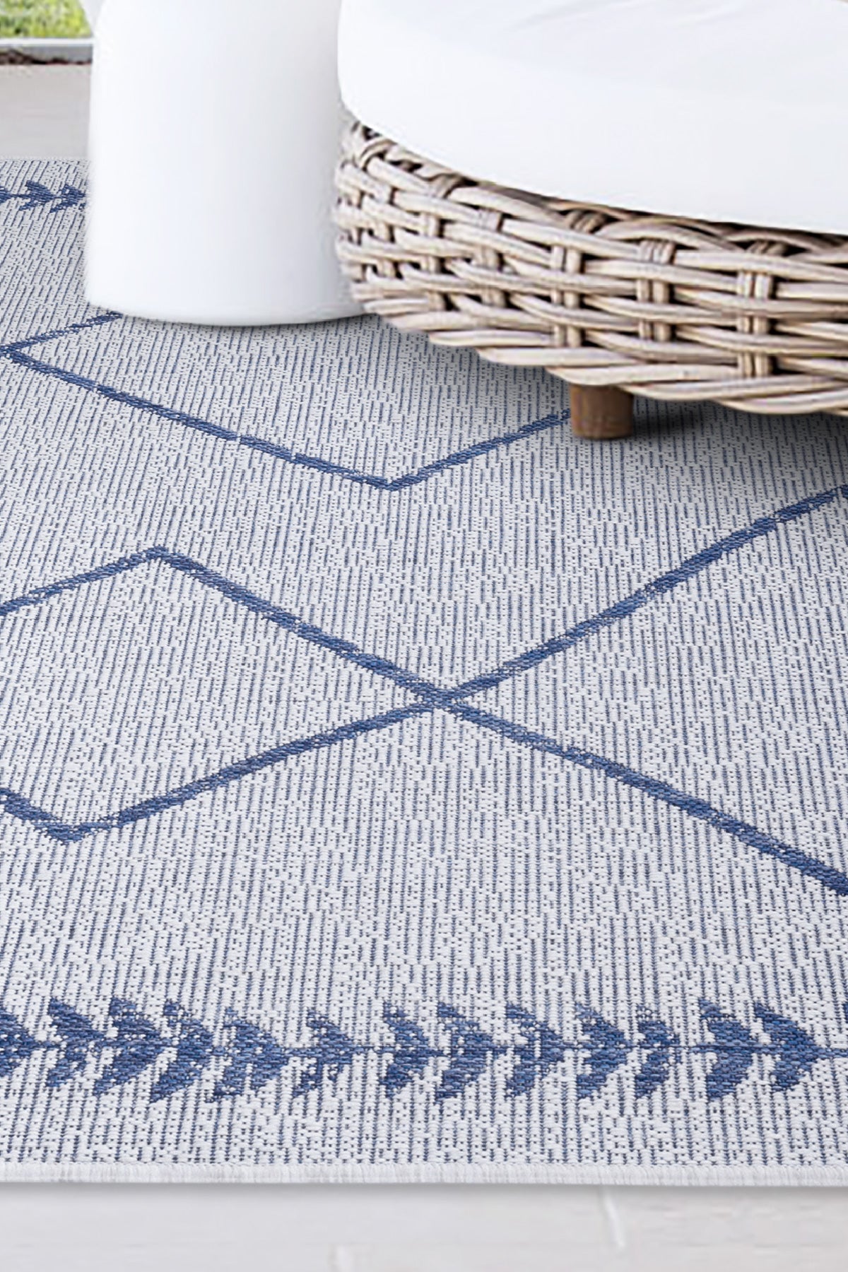 Scandi Jute Rug in Grey and Navy