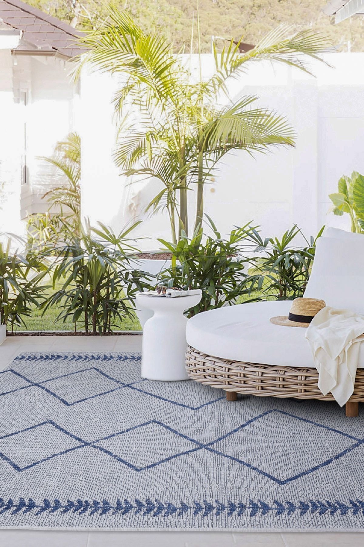 Scandi Jute Rug in Grey and Navy